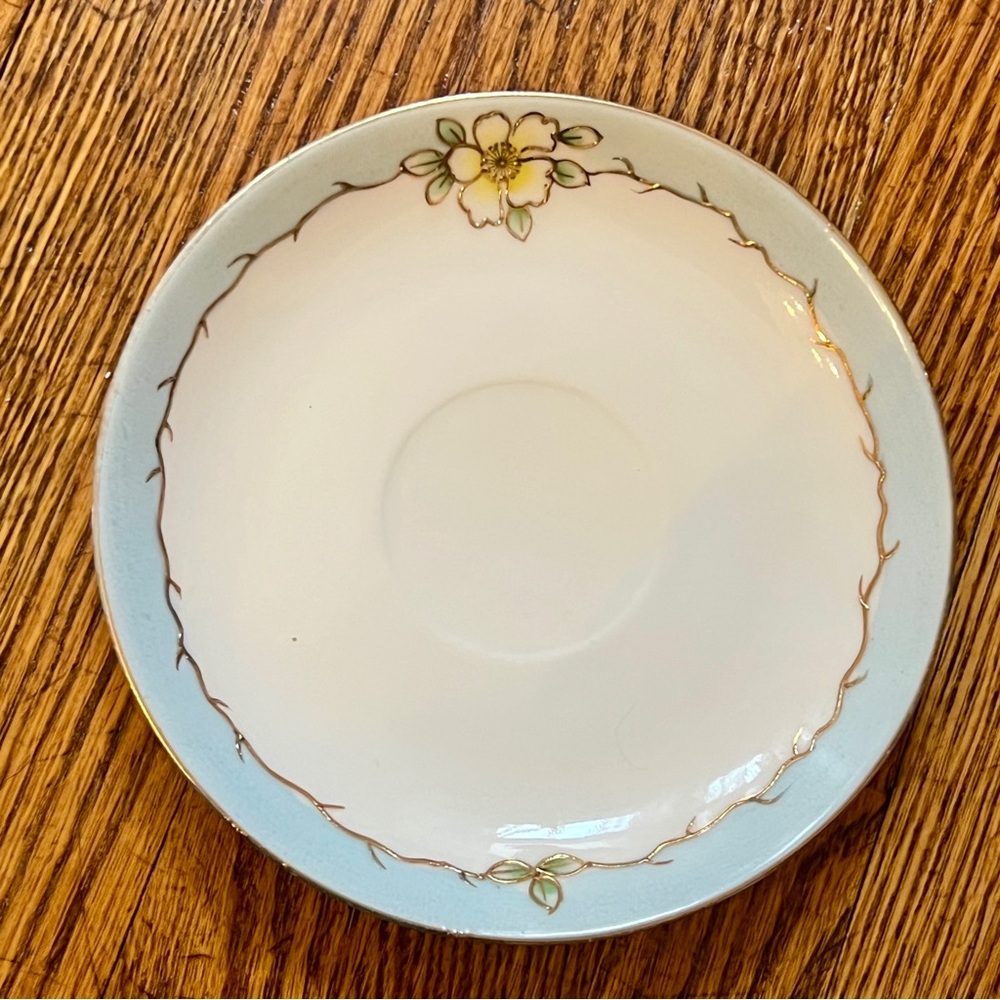 White Saucer / Appetizer / Salad Plate white with light blue trim dogwood 5.5”